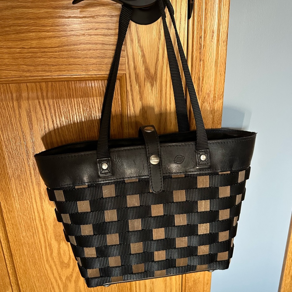 Longaberger Black and Tan Woven Tote